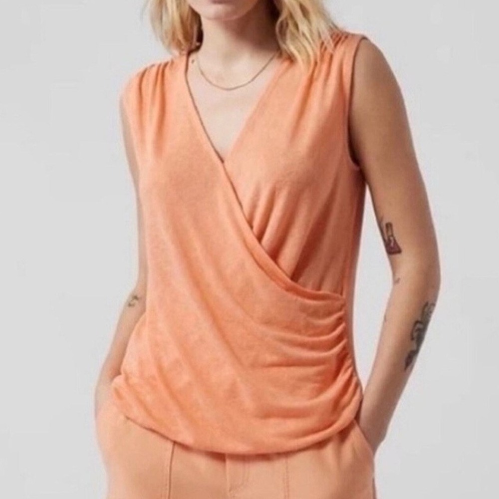 NWT Athleta Breezy Wrap Tank Womens Small Peach Wrap Front Sleeveless Top Flowy